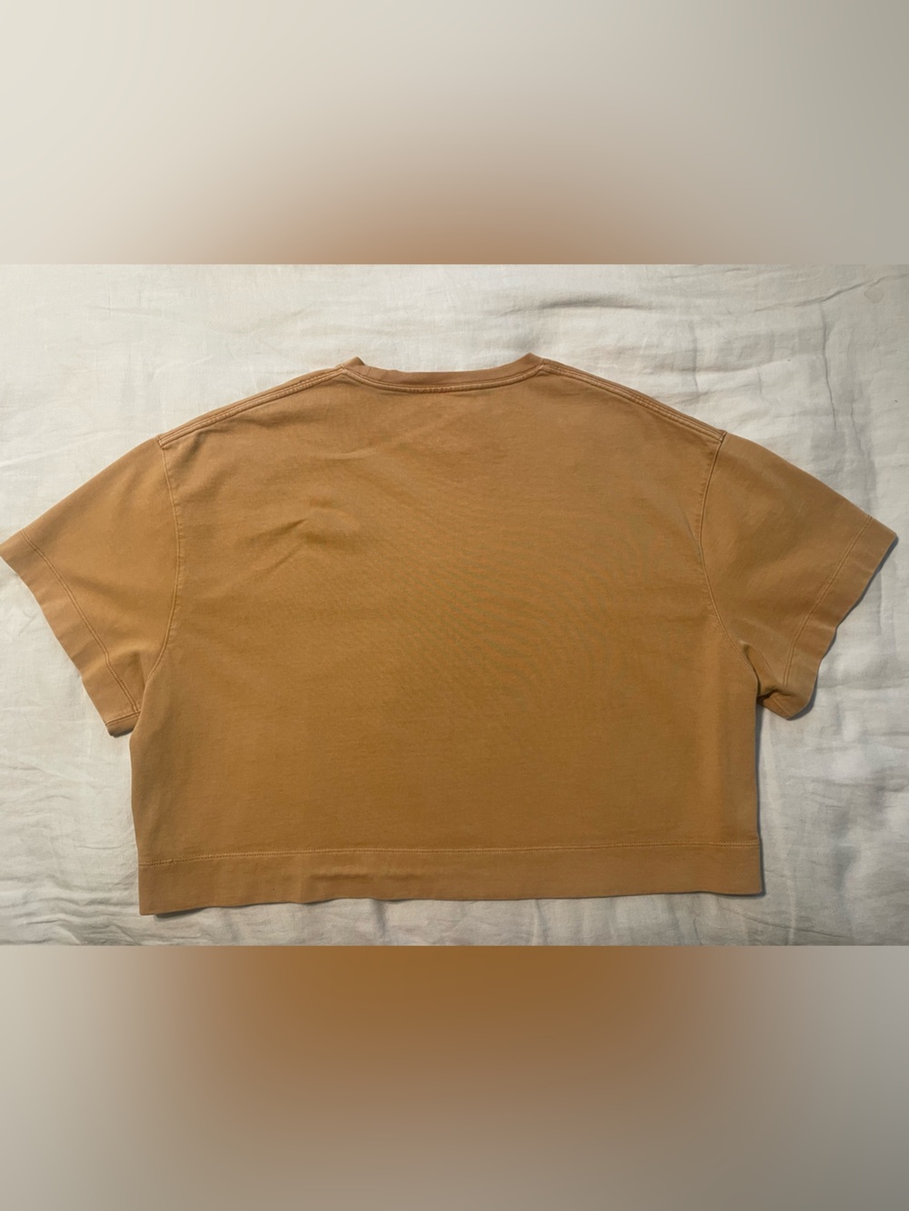 Athleta Short-Sleeve Oversized Boxy Crew Neck Pocket T Shirt in Camel/Tan Sz S - Picture 4 of 9